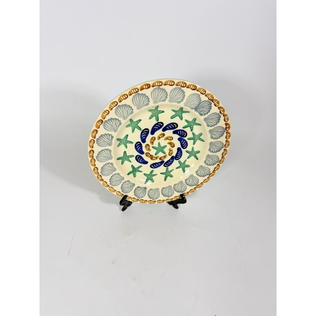 Stoneware Pottery Salad Plate Emma Bridgewater Coastal Shell Oysters Hand Painted Spongeware Replacement China English