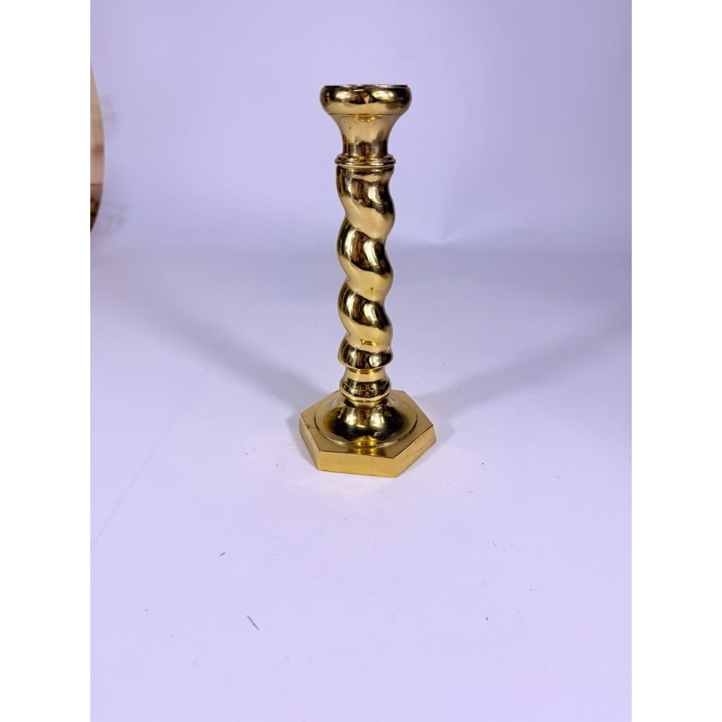 Brass Candlestick Barley Twist Spiral Twisted Andrea by Sadek Candle Holder Table Shelf Decor Traditional Nancy Myers Style Wedding