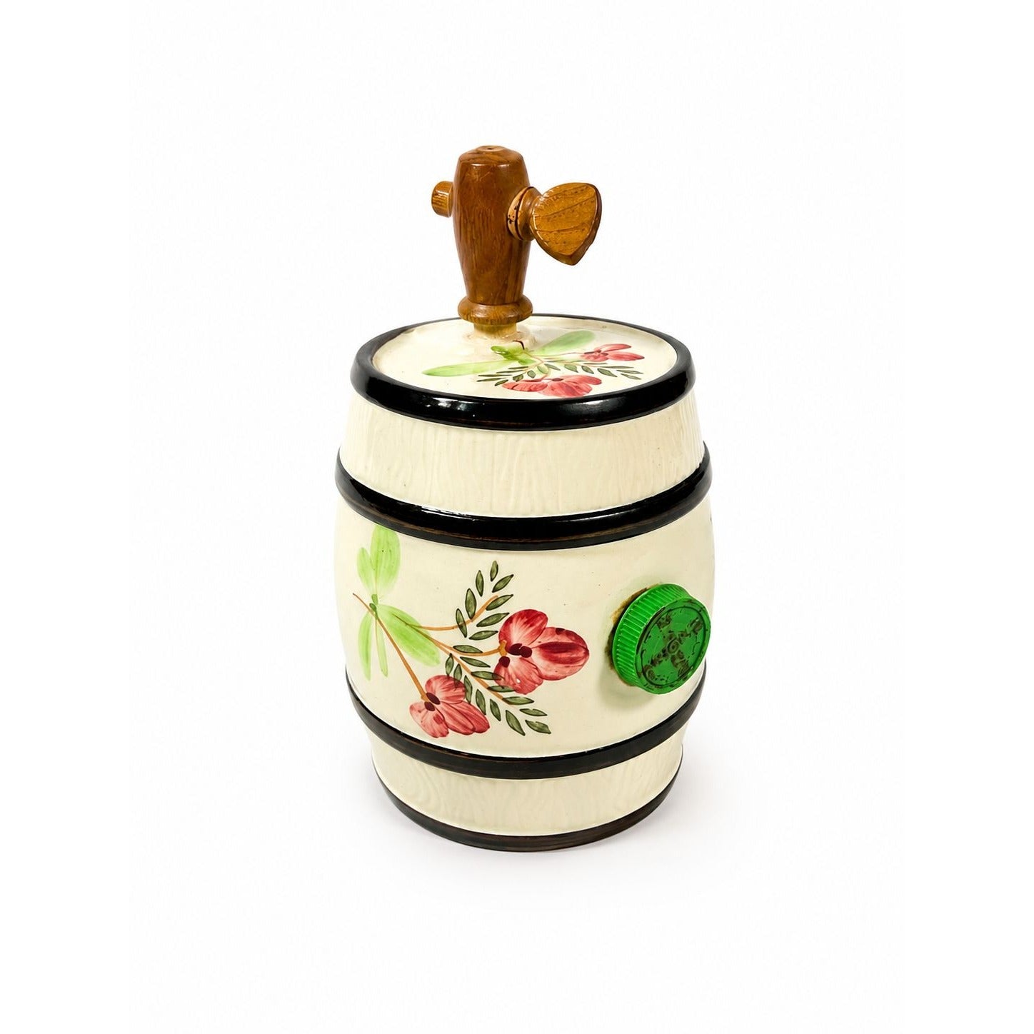 Vintage Enorm W. Germany Mini Liquor Wine Barrel Keg Flowers Porcelain Ceramic