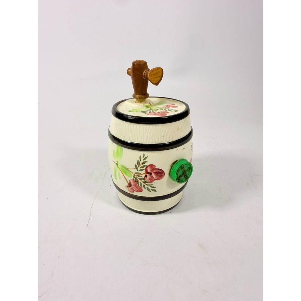 Vintage Enorm W. Germany Mini Liquor Wine Barrel Keg Flowers Porcelain Ceramic