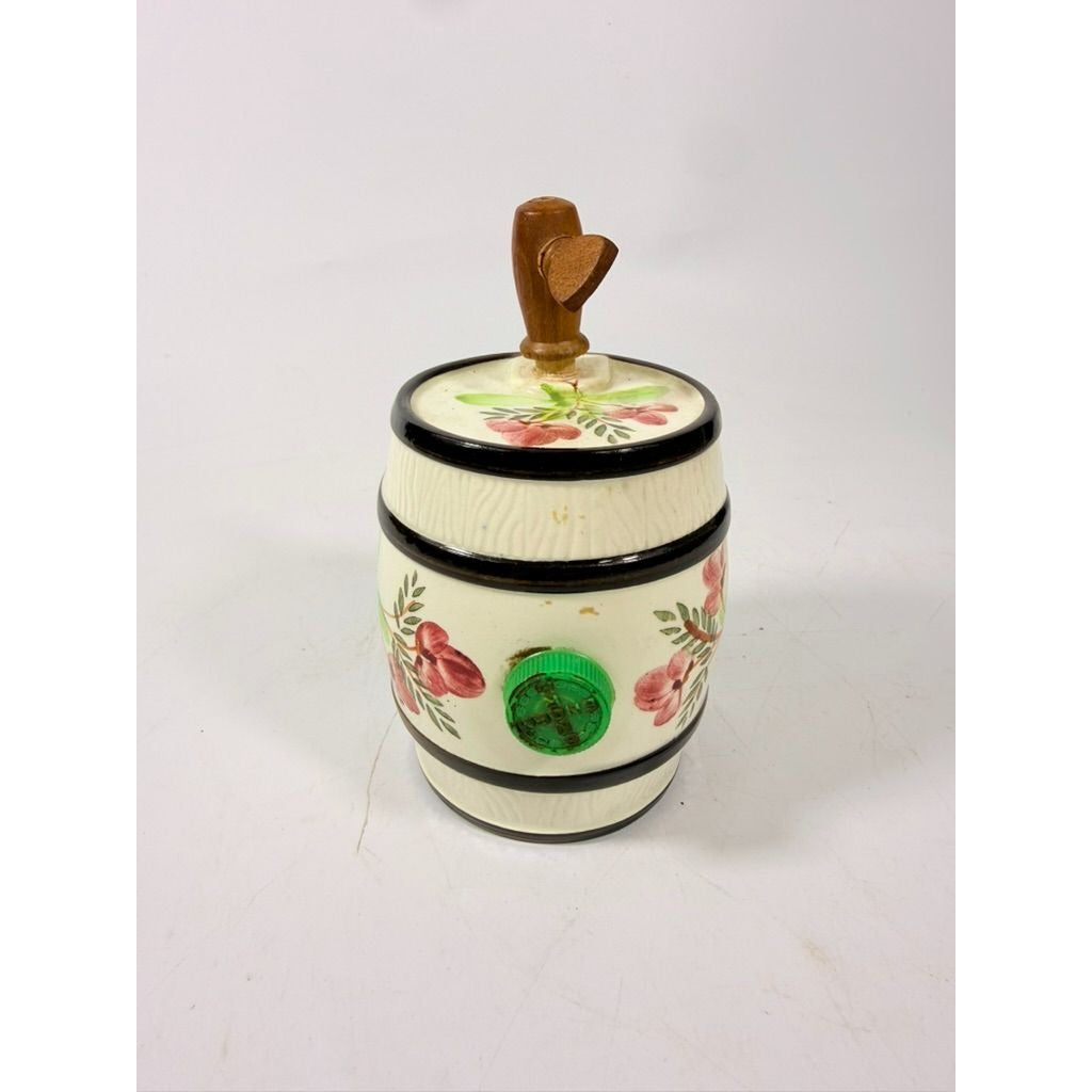 Vintage Enorm W. Germany Mini Liquor Wine Barrel Keg Flowers Porcelain Ceramic