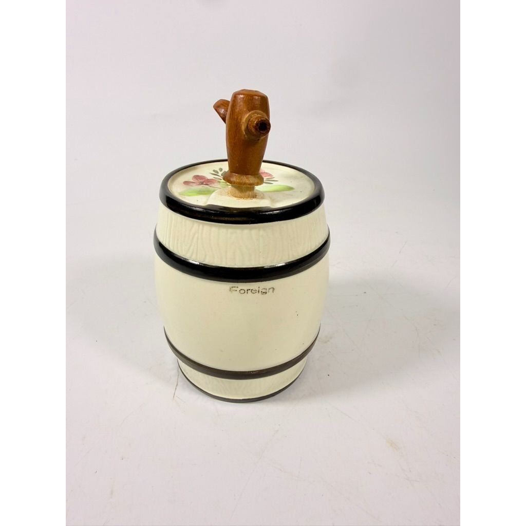 Vintage Enorm W. Germany Mini Liquor Wine Barrel Keg Flowers Porcelain Ceramic