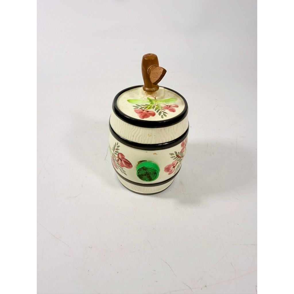 Vintage Enorm W. Germany Mini Liquor Wine Barrel Keg Flowers Porcelain Ceramic
