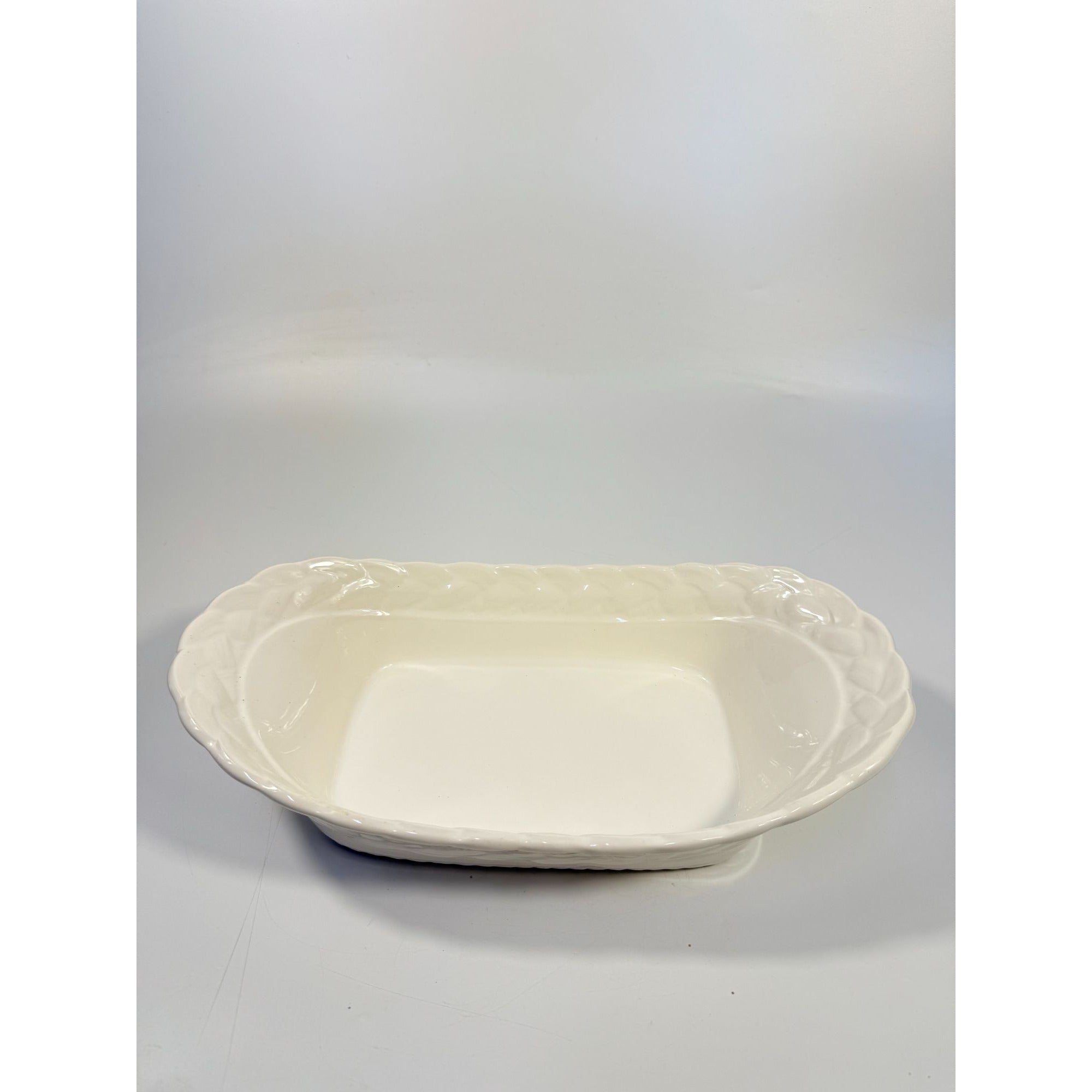 Ironstone White Serving Dish Bowl Oblong Braided Band Vintage Japaan Ceramic Porcelain Replacement China Traditional Hoilday Party Wedding