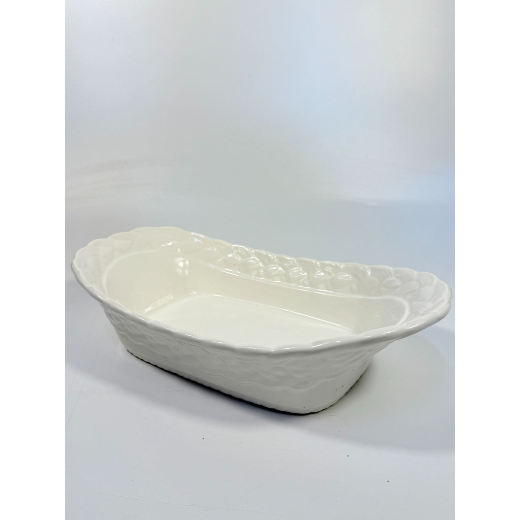 Ironstone White Serving Dish Bowl Oblong Braided Band Vintage Japaan Ceramic Porcelain Replacement China Traditional Hoilday Party Wedding