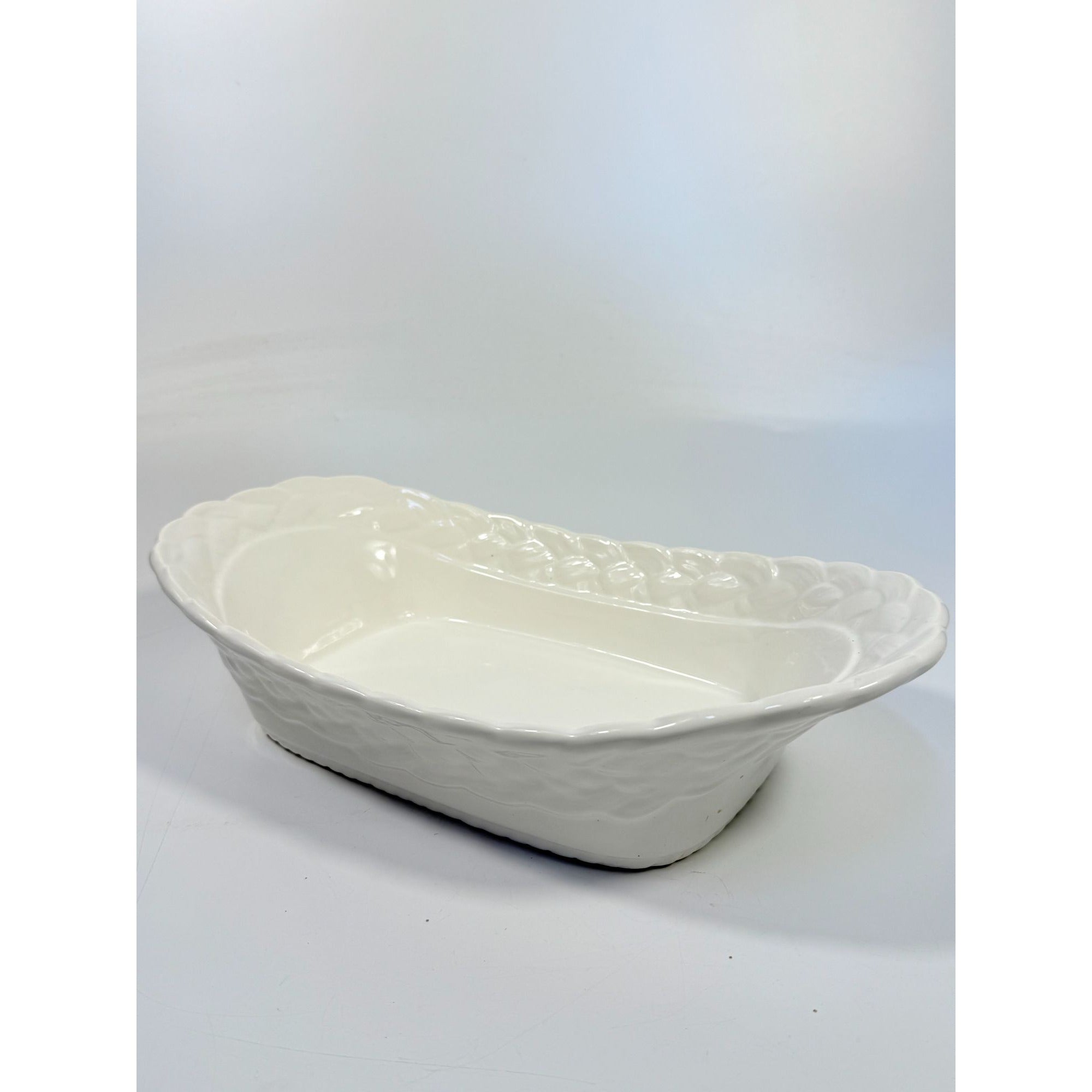 Ironstone White Serving Dish Bowl Oblong Braided Band Vintage Japaan Ceramic Porcelain Replacement China Traditional Hoilday Party Wedding