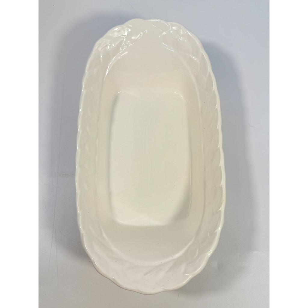 Ironstone White Serving Dish Bowl Oblong Braided Band Vintage Japaan Ceramic Porcelain Replacement China Traditional Hoilday Party Wedding