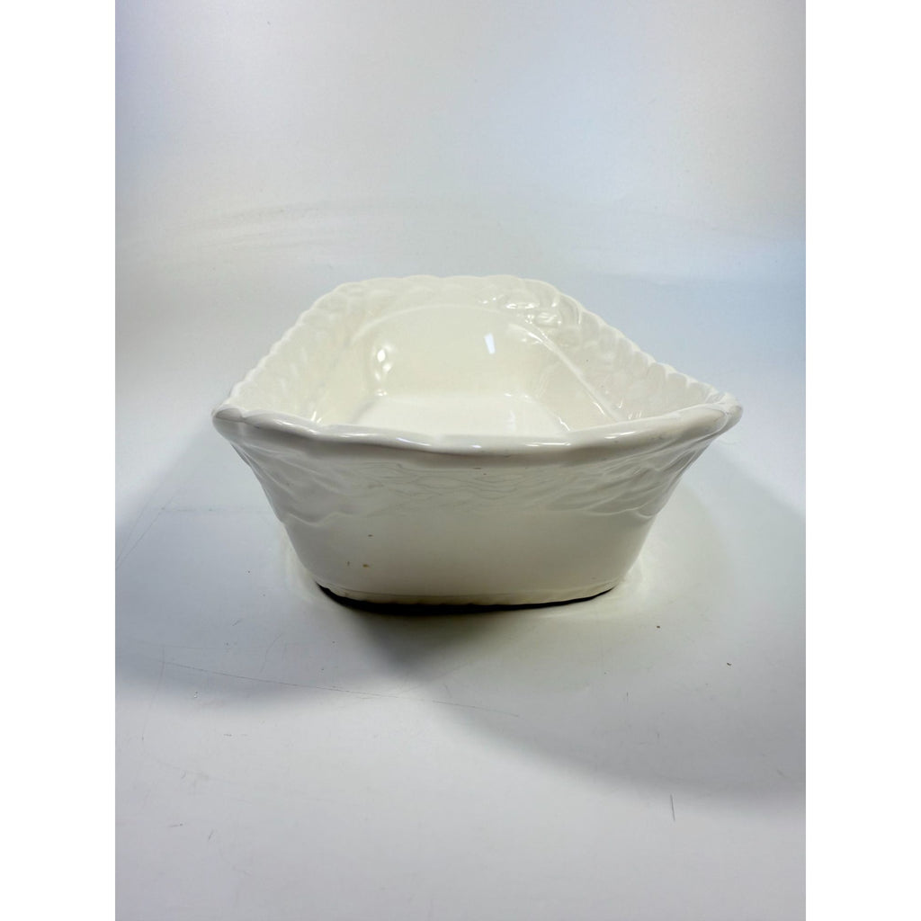Ironstone White Serving Dish Bowl Oblong Braided Band Vintage Japaan Ceramic Porcelain Replacement China Traditional Hoilday Party Wedding