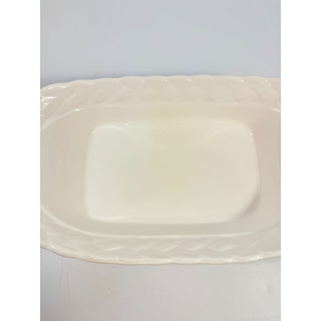 Ironstone White Serving Dish Bowl Oblong Braided Band Vintage Japaan Ceramic Porcelain Replacement China Traditional Hoilday Party Wedding
