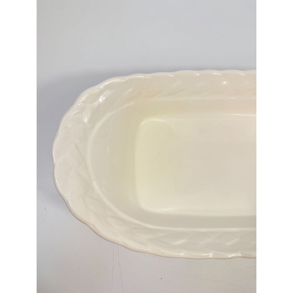 Ironstone White Serving Dish Bowl Oblong Braided Band Vintage Japaan Ceramic Porcelain Replacement China Traditional Hoilday Party Wedding