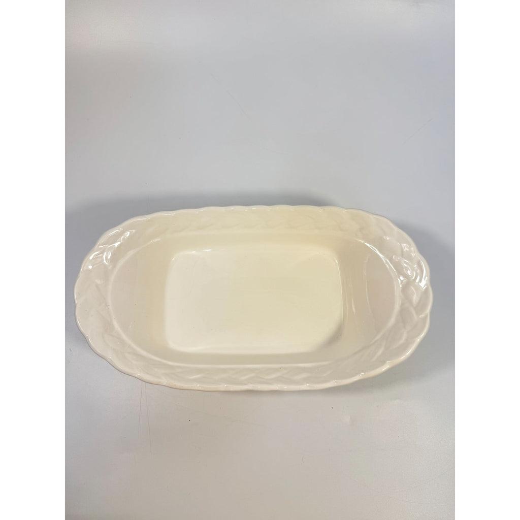 Ironstone White Serving Dish Bowl Oblong Braided Band Vintage Japaan Ceramic Porcelain Replacement China Traditional Hoilday Party Wedding