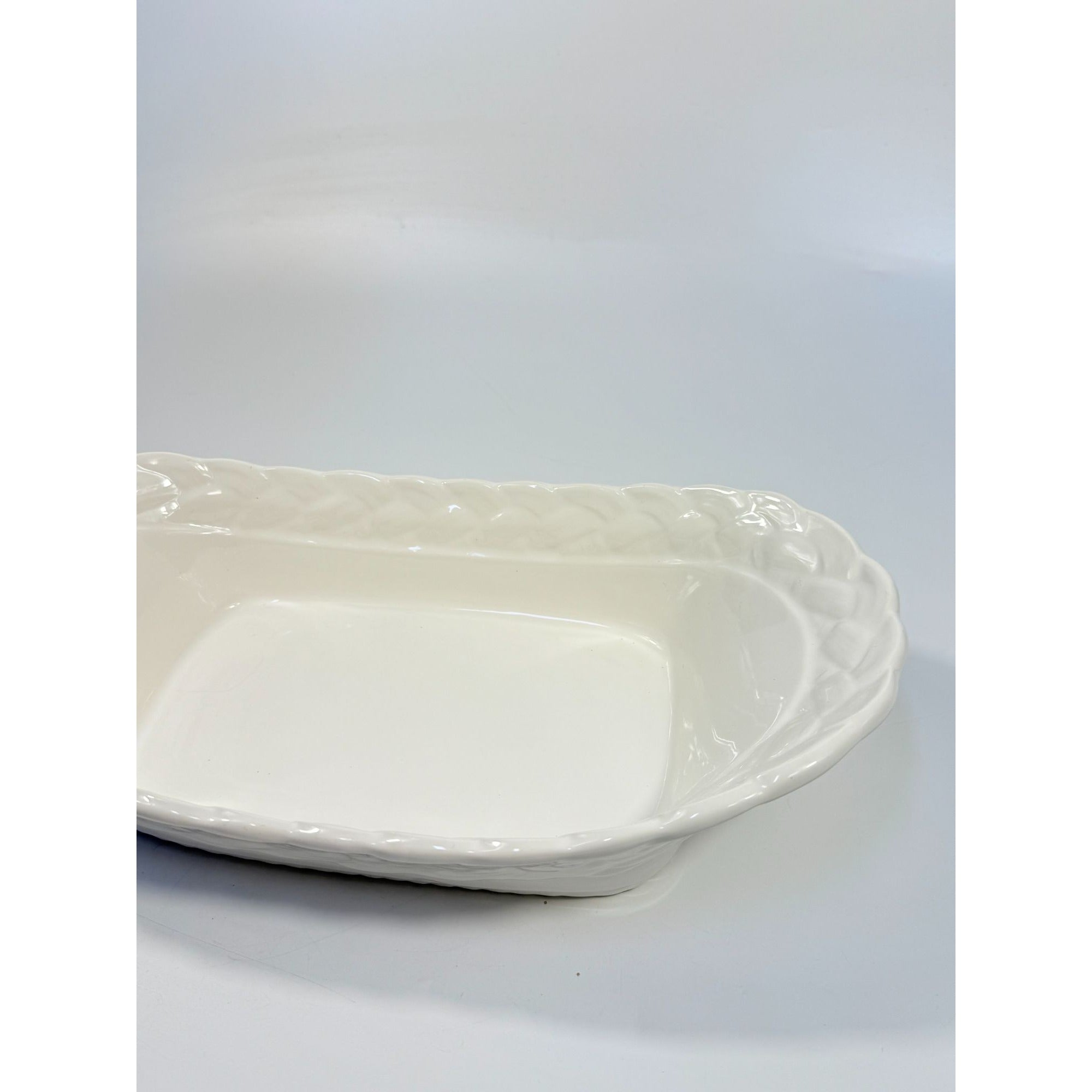 Ironstone White Serving Dish Bowl Oblong Braided Band Vintage Japaan Ceramic Porcelain Replacement China Traditional Hoilday Party Wedding