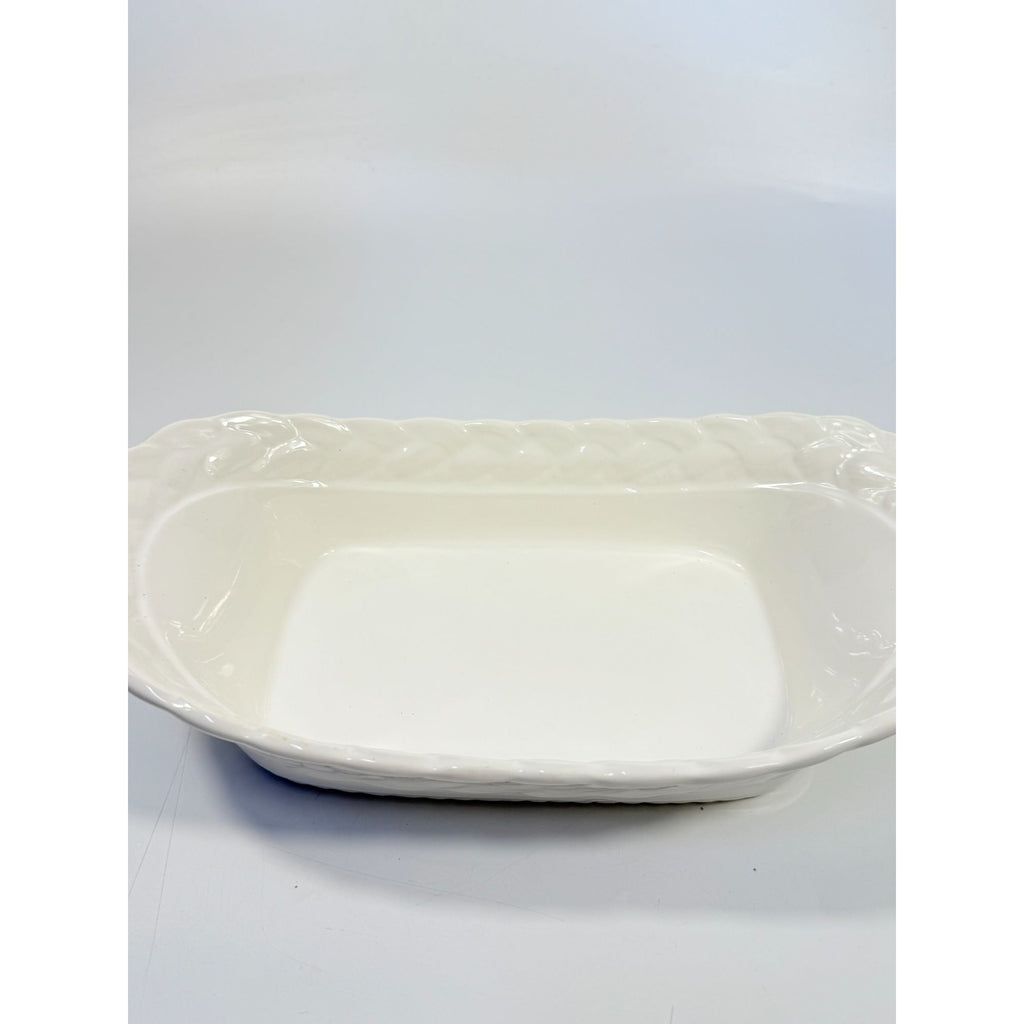 Ironstone White Serving Dish Bowl Oblong Braided Band Vintage Japaan Ceramic Porcelain Replacement China Traditional Hoilday Party Wedding