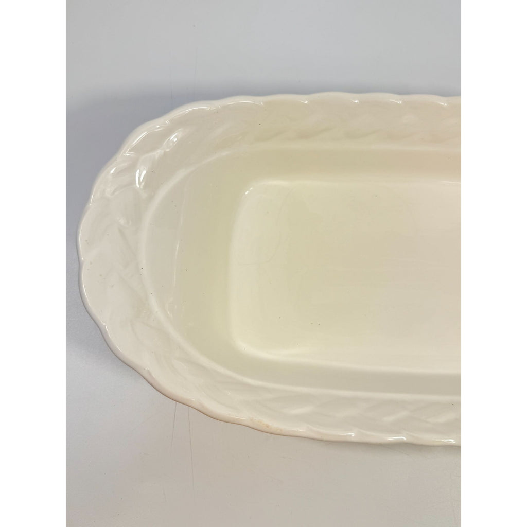 Ironstone White Serving Dish Bowl Oblong Braided Band Vintage Japaan Ceramic Porcelain Replacement China Traditional Hoilday Party Wedding