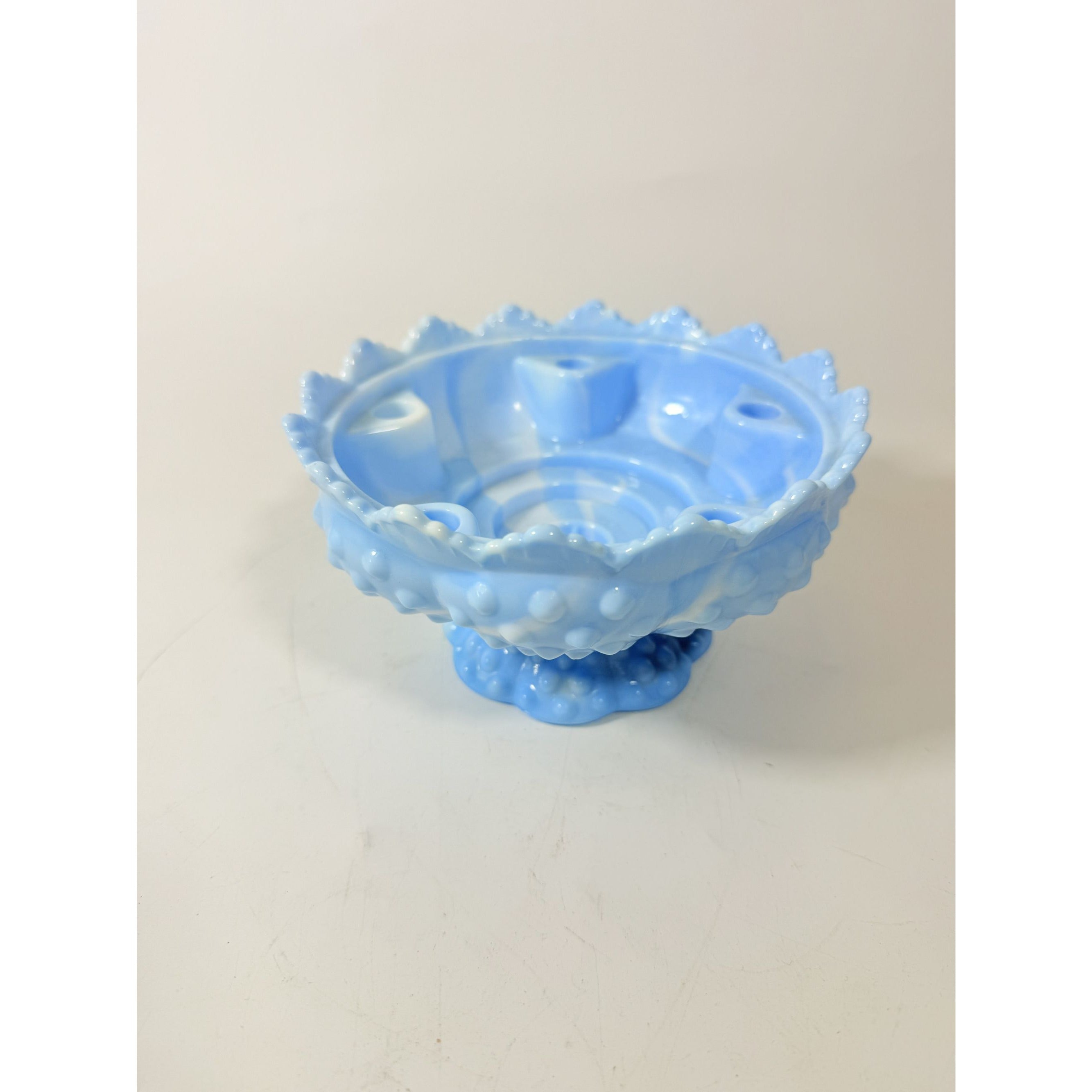 Candle Holder Fenton Blue Slag Glass Hobnail 5 Candle Bowl Rare Color Mid Century Glassware Centerpiece Collectible Home Decor Decorative