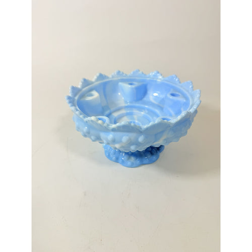 Candle Holder Fenton Blue Slag Glass Hobnail 5 Candle Bowl Rare Color Mid Century Glassware Centerpiece Collectible Home Decor Decorative