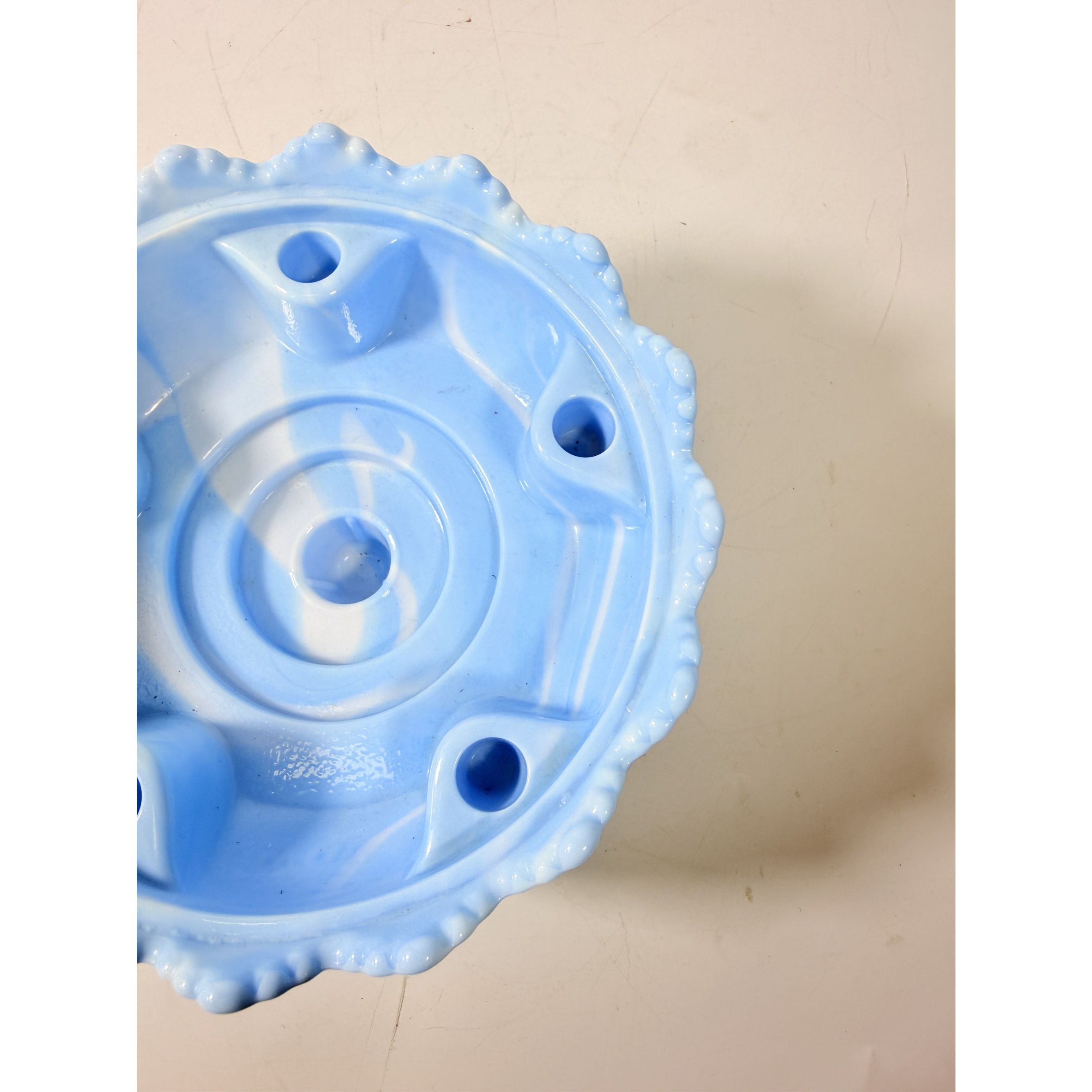Candle Holder Fenton Blue Slag Glass Hobnail 5 Candle Bowl Rare Color Mid Century Glassware Centerpiece Collectible Home Decor Decorative