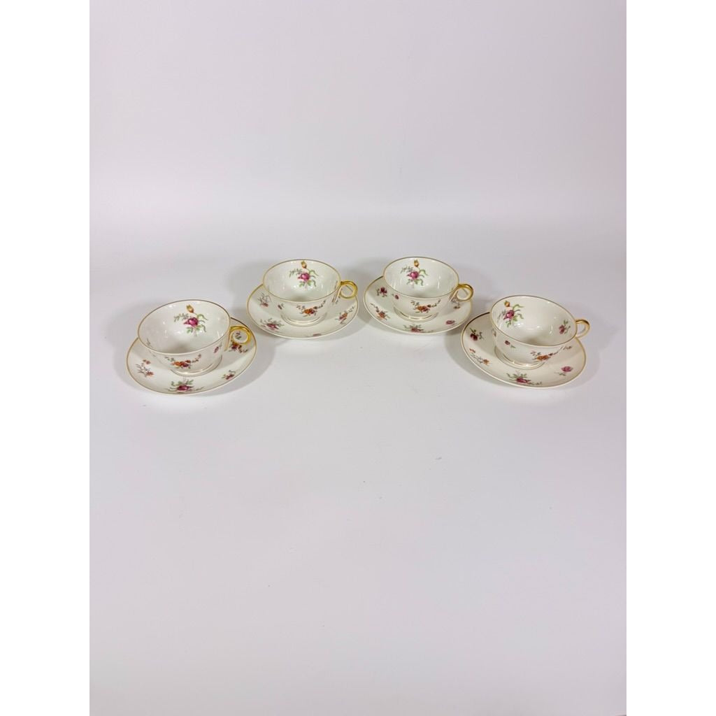 Footed Demitasse Cup & Saucer Set Haviland Migonette Limoges France Replacement China French Floral Bone Vintage Wedding