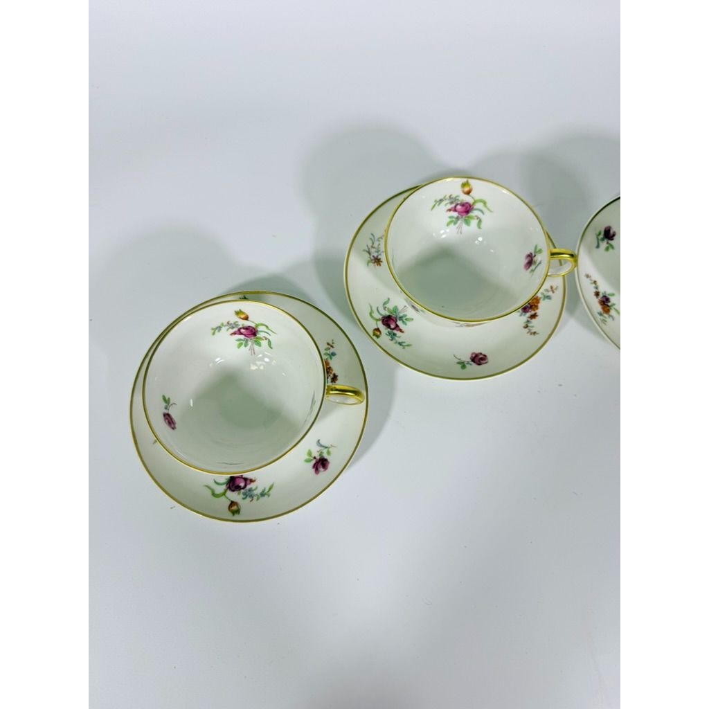 Footed Demitasse Cup & Saucer Set Haviland Migonette Limoges France Replacement China French Floral Bone Vintage Wedding