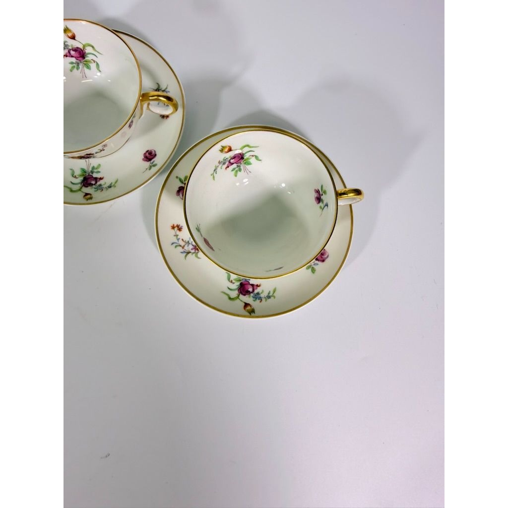 Footed Demitasse Cup & Saucer Set Haviland Migonette Limoges France Replacement China French Floral Bone Vintage Wedding