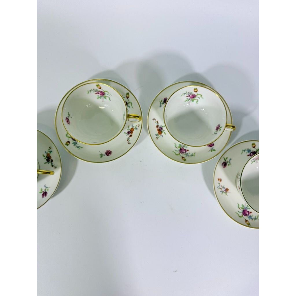 Footed Demitasse Cup & Saucer Set Haviland Migonette Limoges France Replacement China French Floral Bone Vintage Wedding