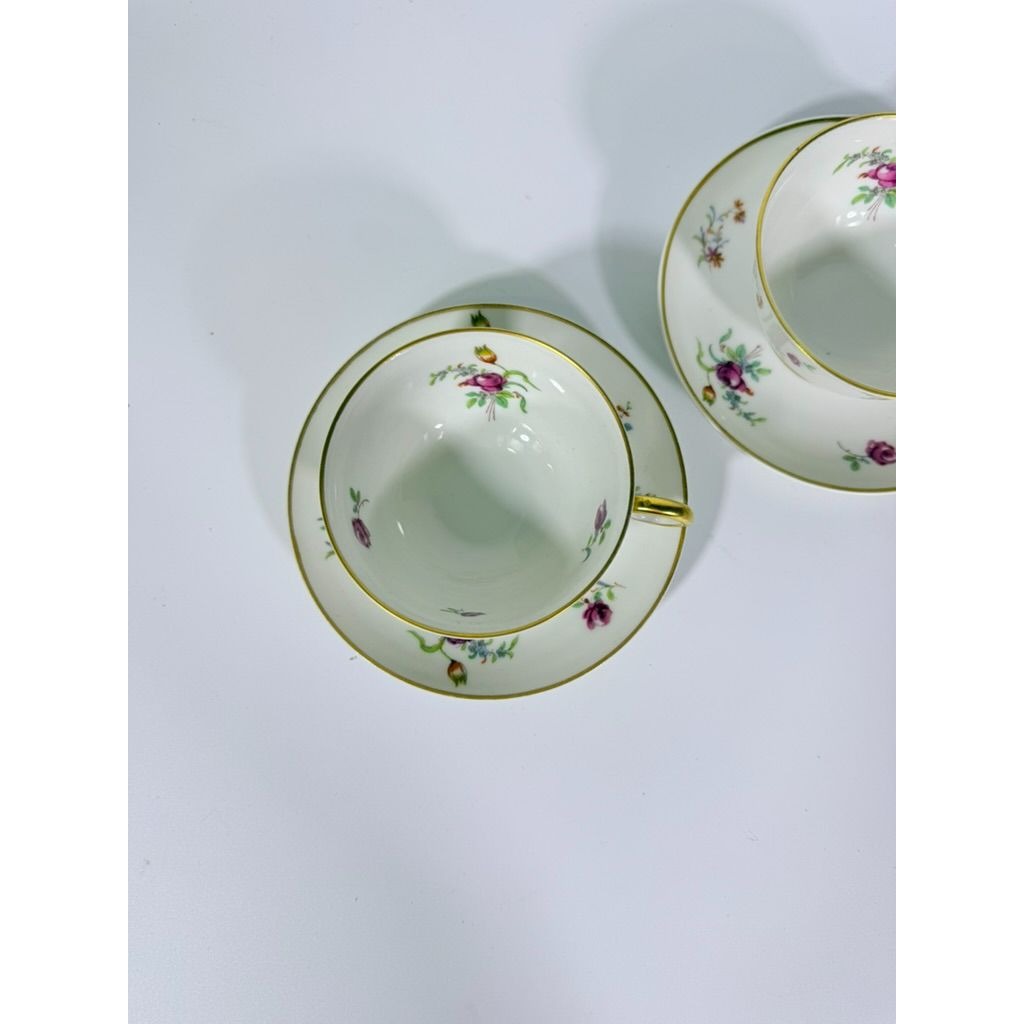 Footed Demitasse Cup & Saucer Set Haviland Migonette Limoges France Replacement China French Floral Bone Vintage Wedding