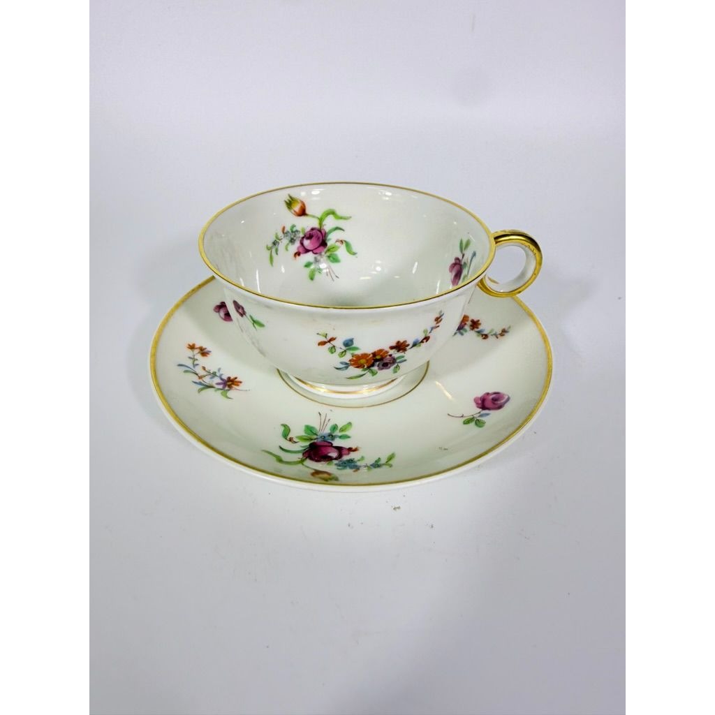 Footed Demitasse Cup & Saucer Set Haviland Migonette Limoges France Replacement China French Floral Bone Vintage Wedding