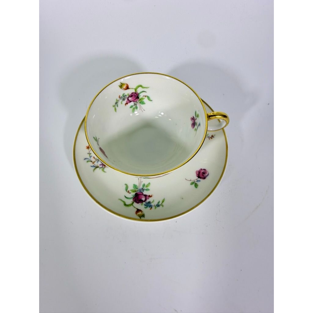 Footed Demitasse Cup & Saucer Set Haviland Migonette Limoges France Replacement China French Floral Bone Vintage Wedding