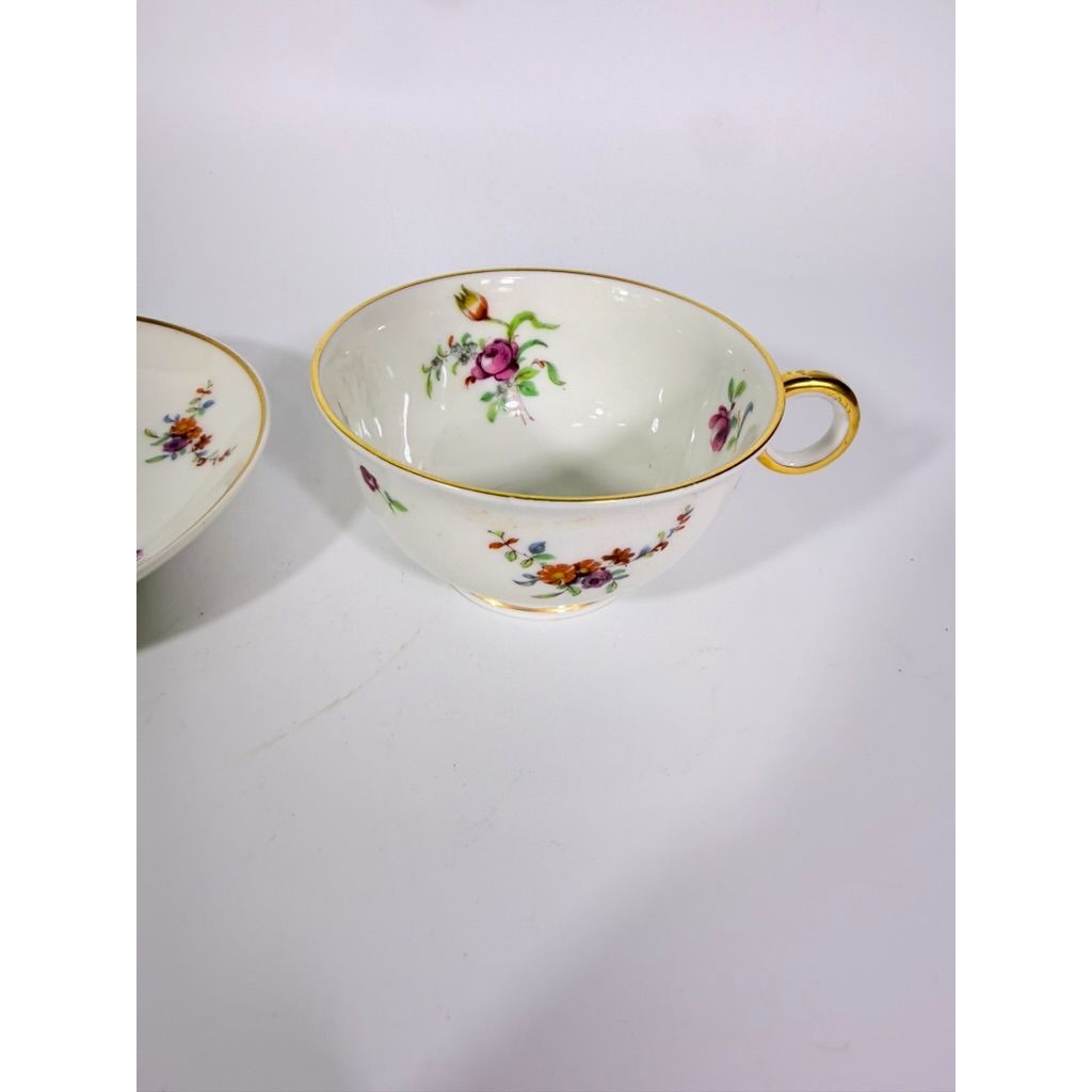 Footed Demitasse Cup & Saucer Set Haviland Migonette Limoges France Replacement China French Floral Bone Vintage Wedding