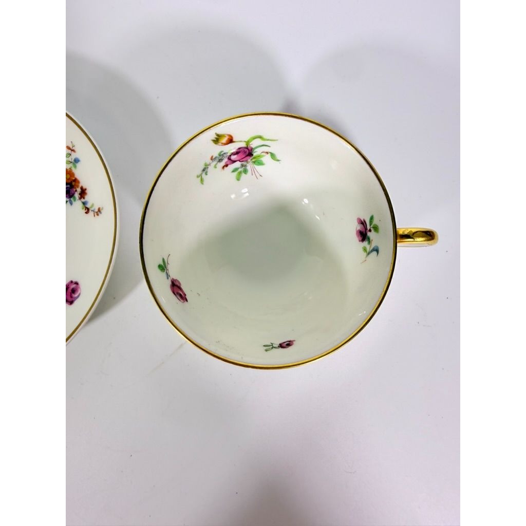 Footed Demitasse Cup & Saucer Set Haviland Migonette Limoges France Replacement China French Floral Bone Vintage Wedding