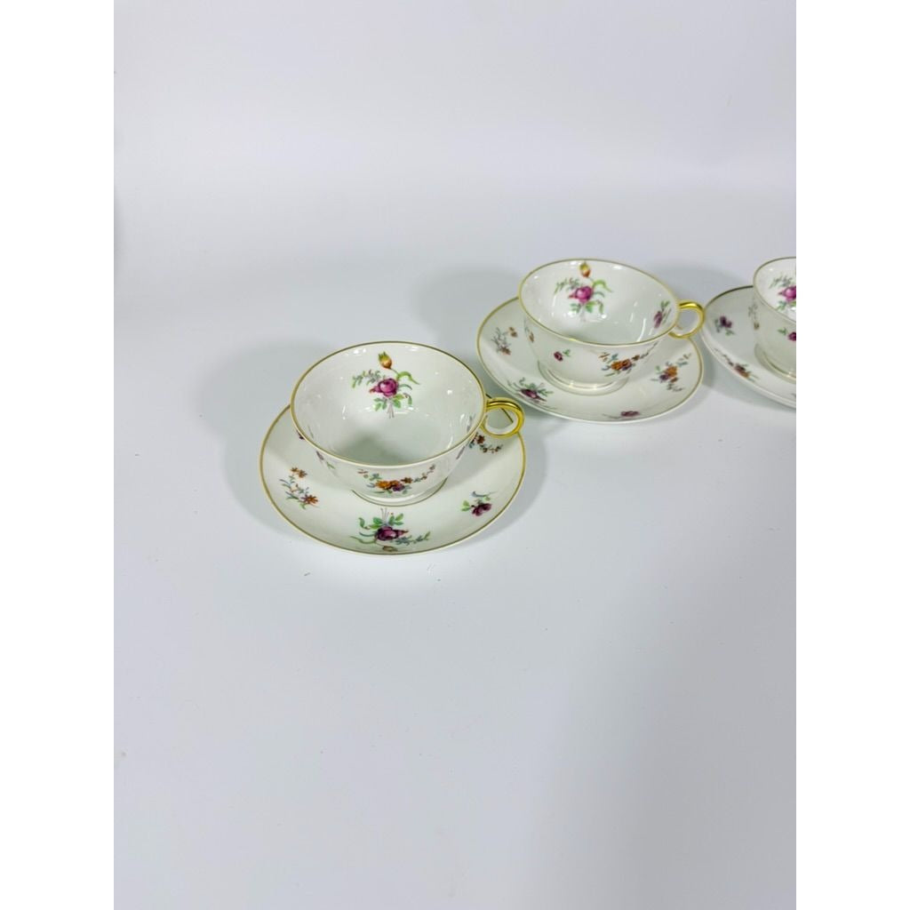 Footed Demitasse Cup & Saucer Set Haviland Migonette Limoges France Replacement China French Floral Bone Vintage Wedding