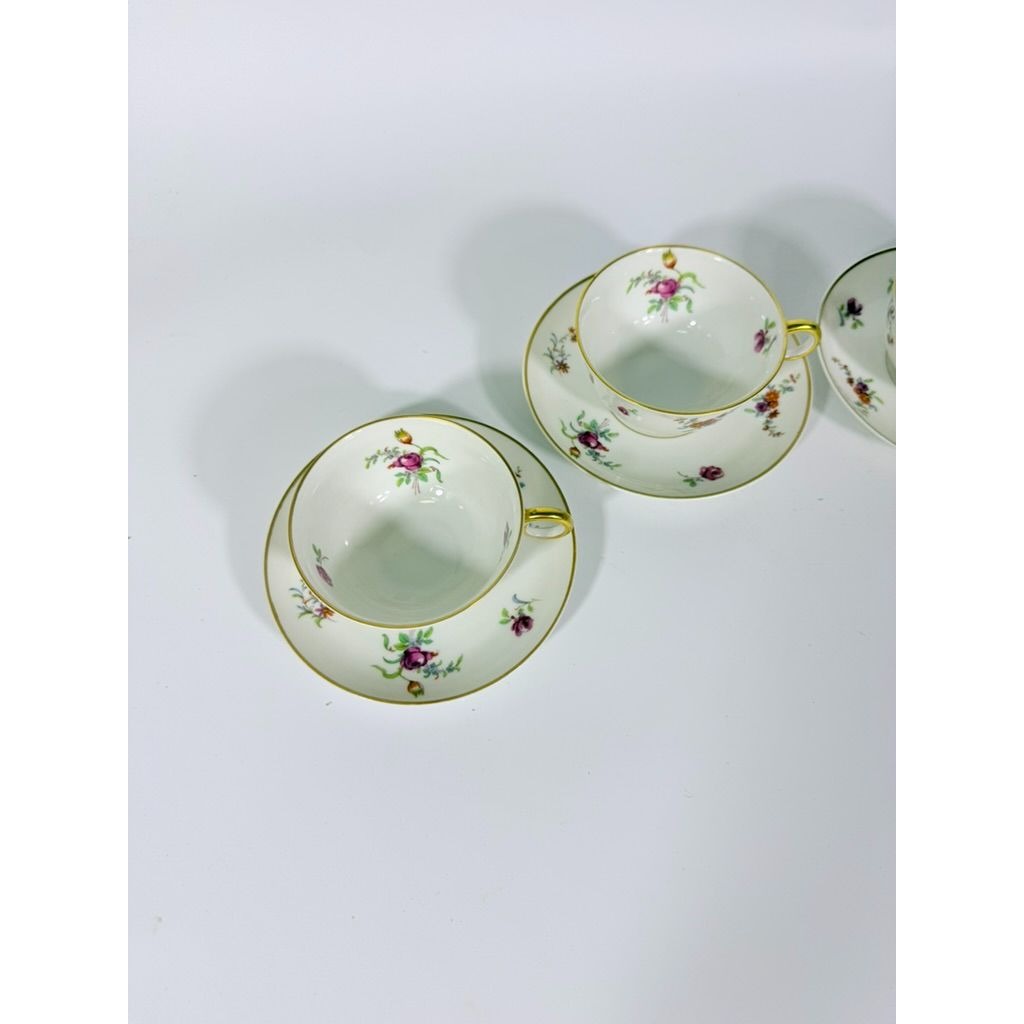 Footed Demitasse Cup & Saucer Set Haviland Migonette Limoges France Replacement China French Floral Bone Vintage Wedding