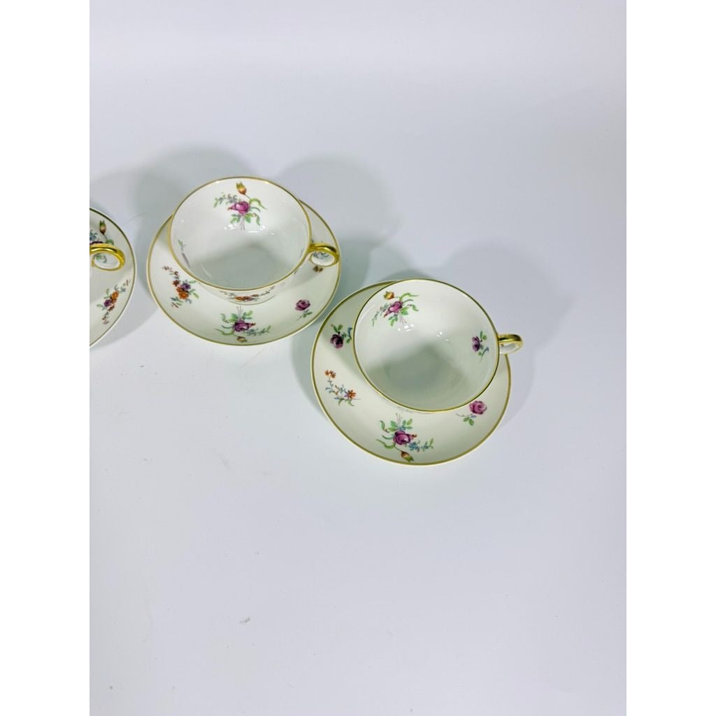 Footed Demitasse Cup & Saucer Set Haviland Migonette Limoges France Replacement China French Floral Bone Vintage Wedding