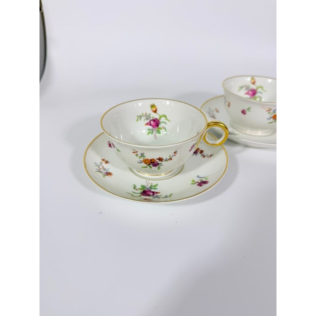 Footed Demitasse Cup & Saucer Set Haviland Migonette Limoges France Replacement China French Floral Bone Vintage Wedding