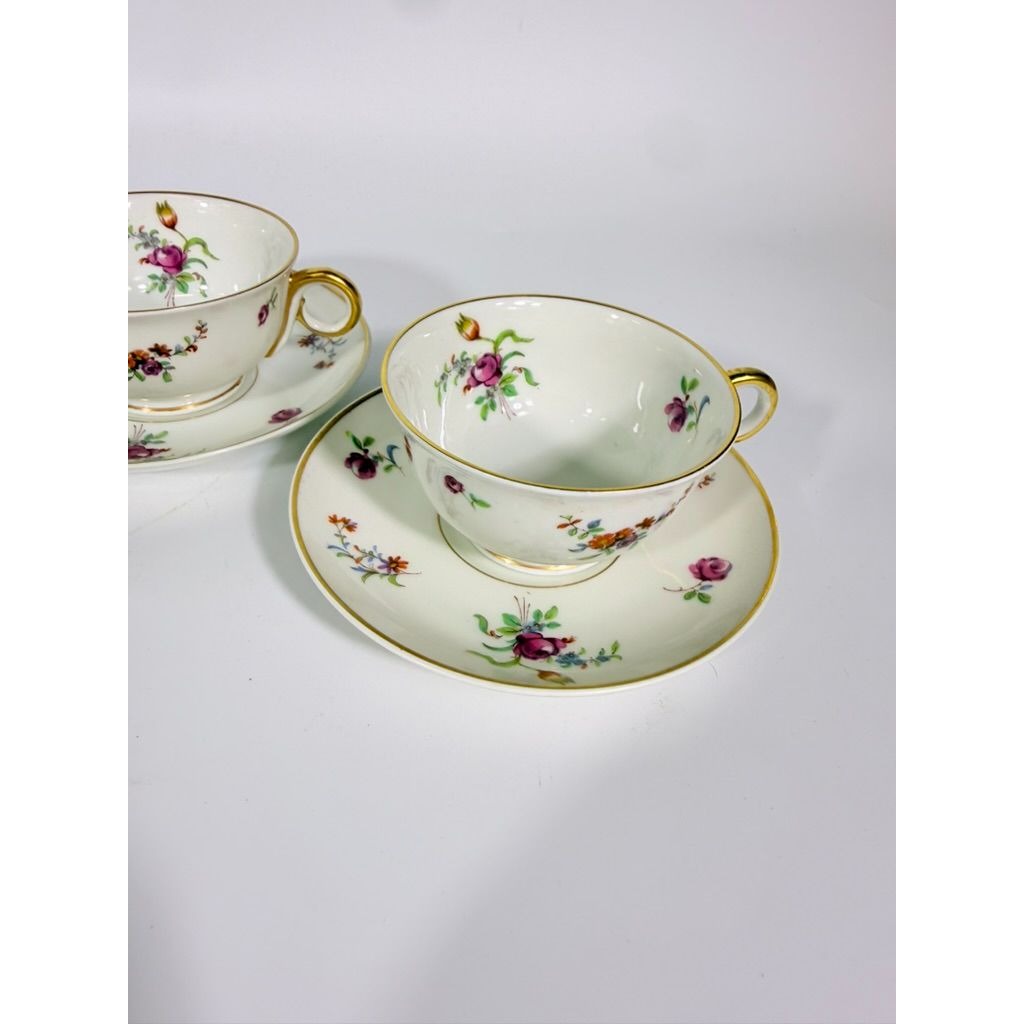 Footed Demitasse Cup & Saucer Set Haviland Migonette Limoges France Replacement China French Floral Bone Vintage Wedding