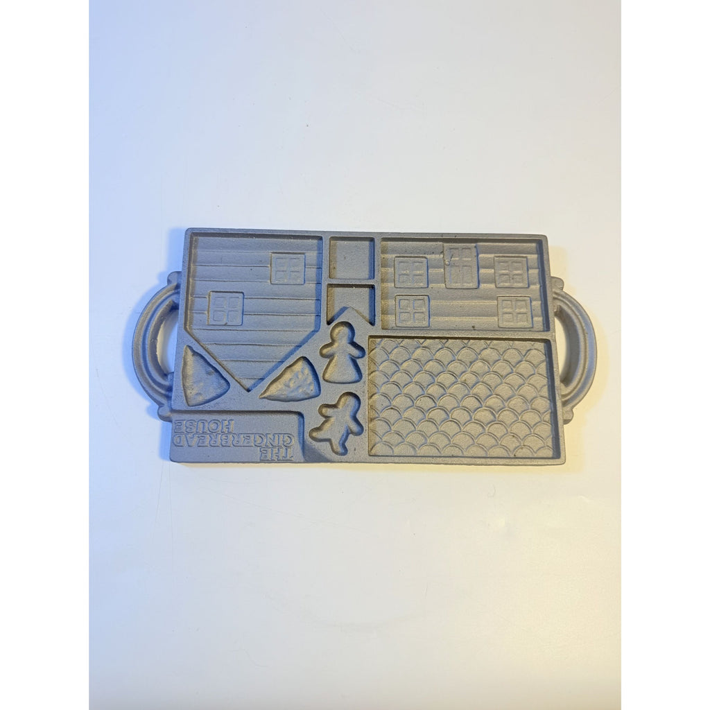 Cast Iron John Wright The Gingerbread House Non-Stick Double Sided Baking Mold Tray Bakeware Collectible Cookware Handled Kitchenware