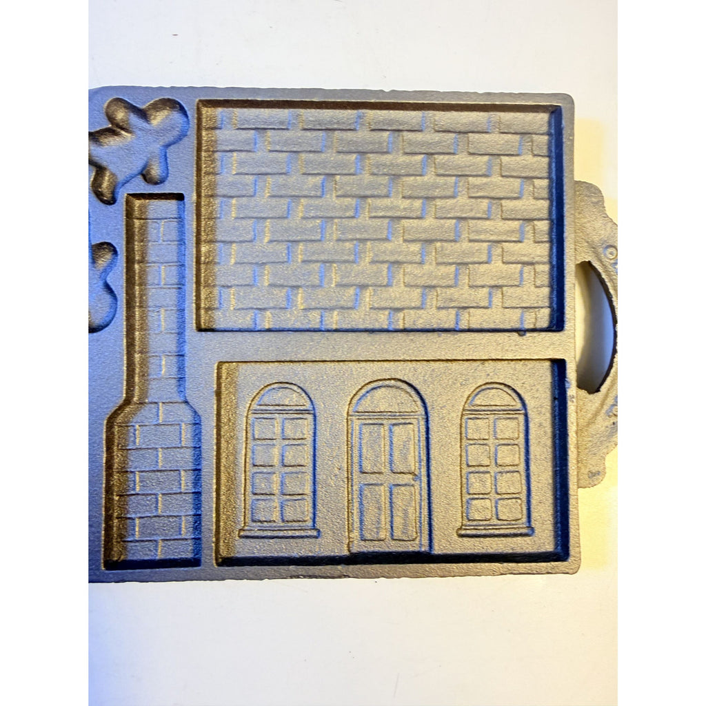 Cast Iron John Wright The Gingerbread House Non-Stick Double Sided Baking Mold Tray Bakeware Collectible Cookware Handled Kitchenware