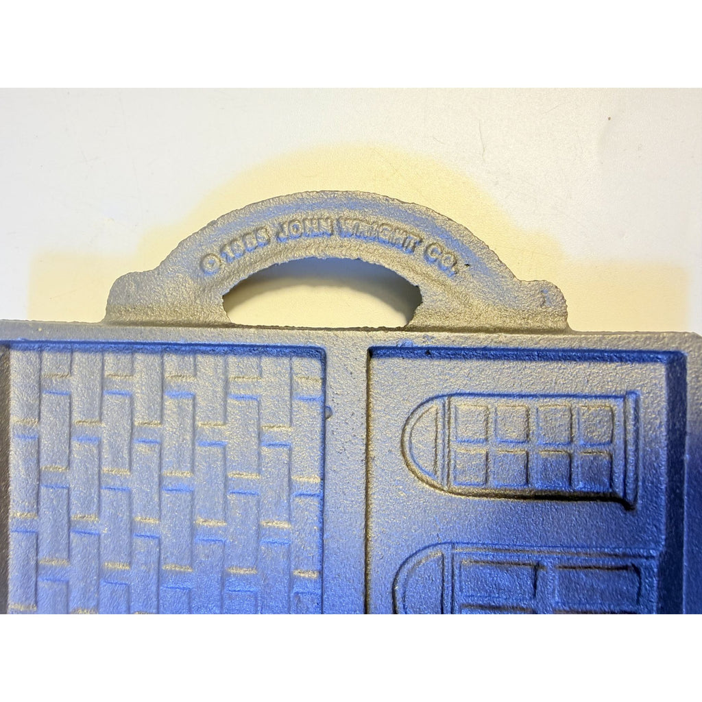 Cast Iron John Wright The Gingerbread House Non-Stick Double Sided Baking Mold Tray Bakeware Collectible Cookware Handled Kitchenware