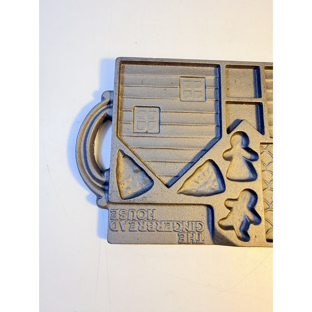 Cast Iron John Wright The Gingerbread House Non-Stick Double Sided Baking Mold Tray Bakeware Collectible Cookware Handled Kitchenware