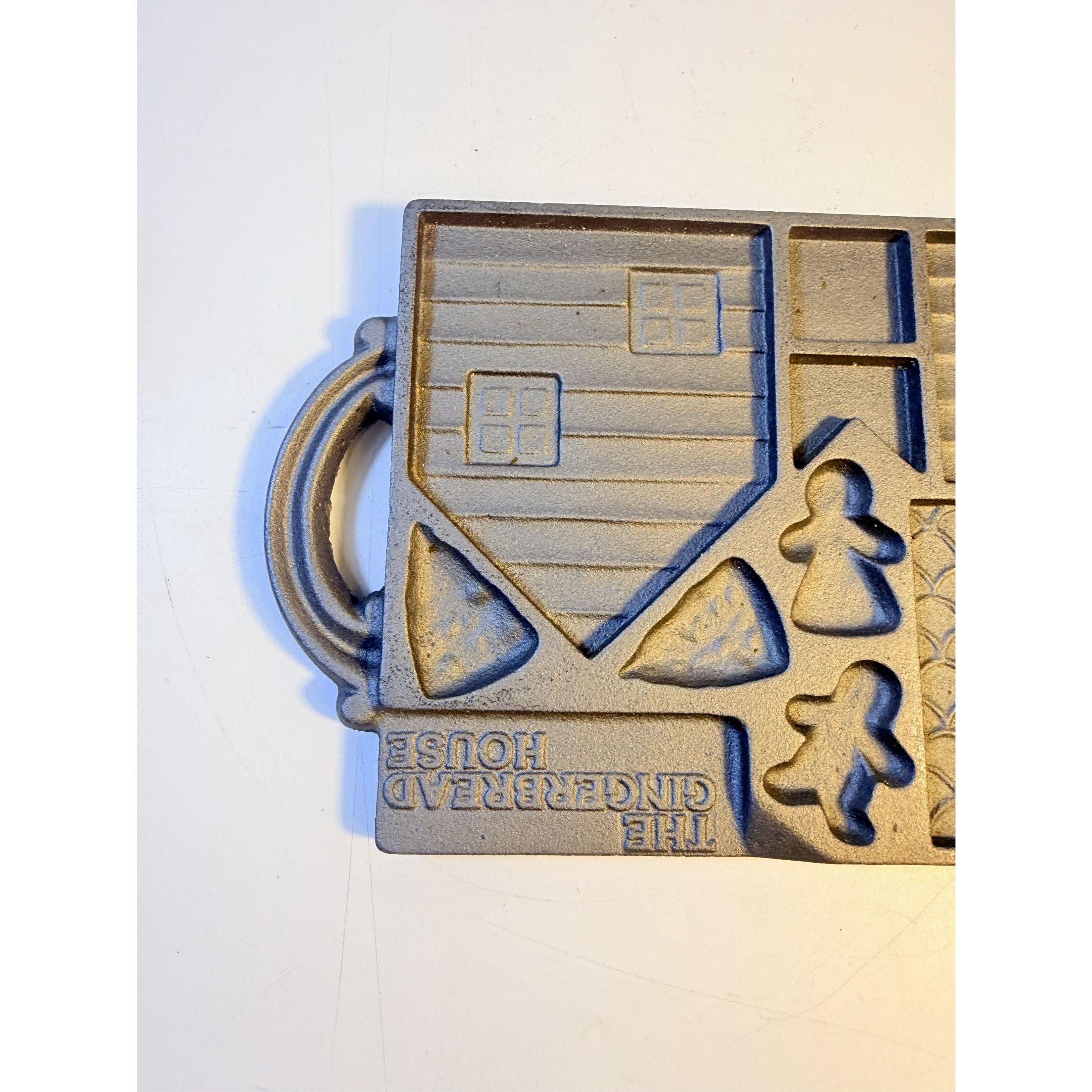Cast Iron John Wright The Gingerbread House Non-Stick Double Sided Baking Mold Tray Bakeware Collectible Cookware Handled Kitchenware