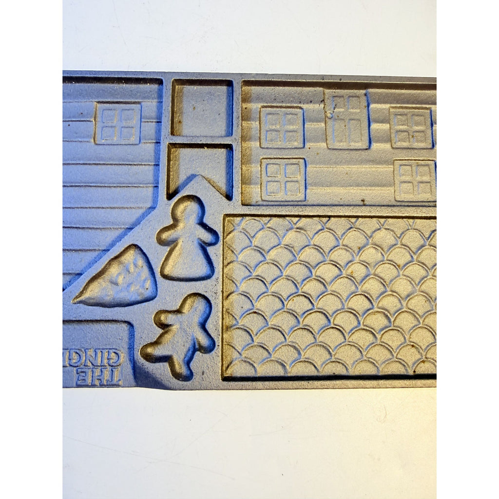 Cast Iron John Wright The Gingerbread House Non-Stick Double Sided Baking Mold Tray Bakeware Collectible Cookware Handled Kitchenware