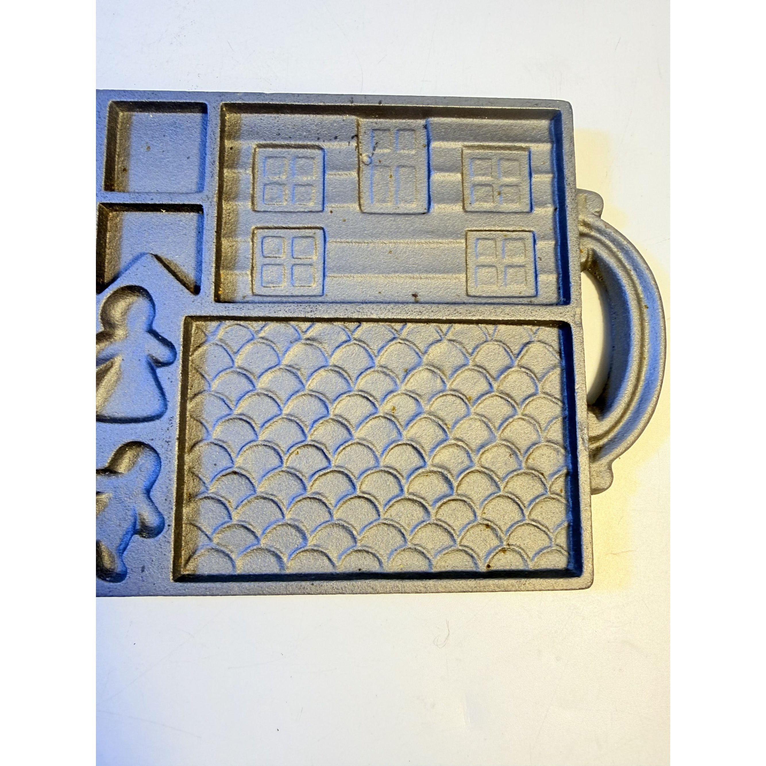 Cast Iron John Wright The Gingerbread House Non-Stick Double Sided Baking Mold Tray Bakeware Collectible Cookware Handled Kitchenware