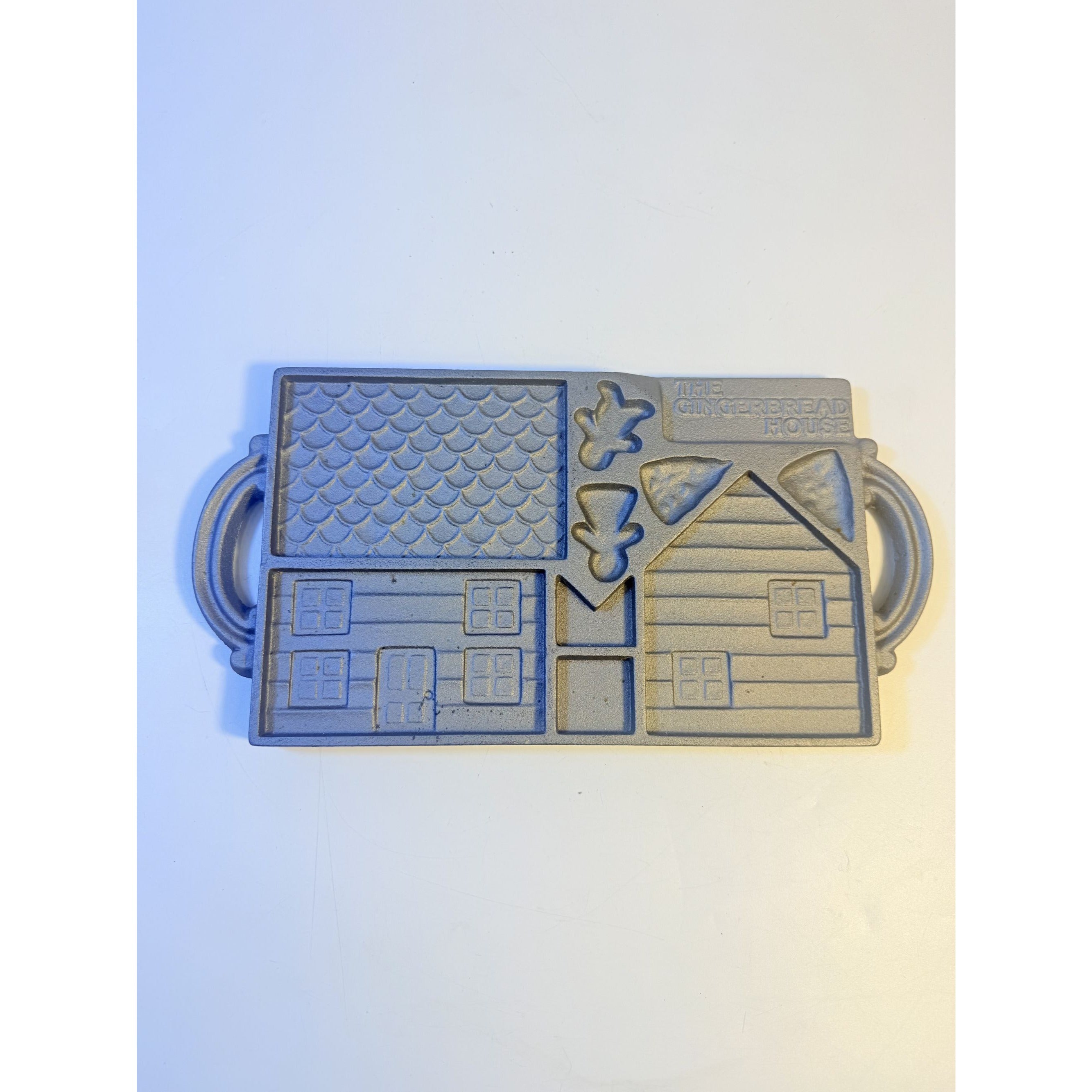 Cast Iron John Wright The Gingerbread House Non-Stick Double Sided Baking Mold Tray Bakeware Collectible Cookware Handled Kitchenware