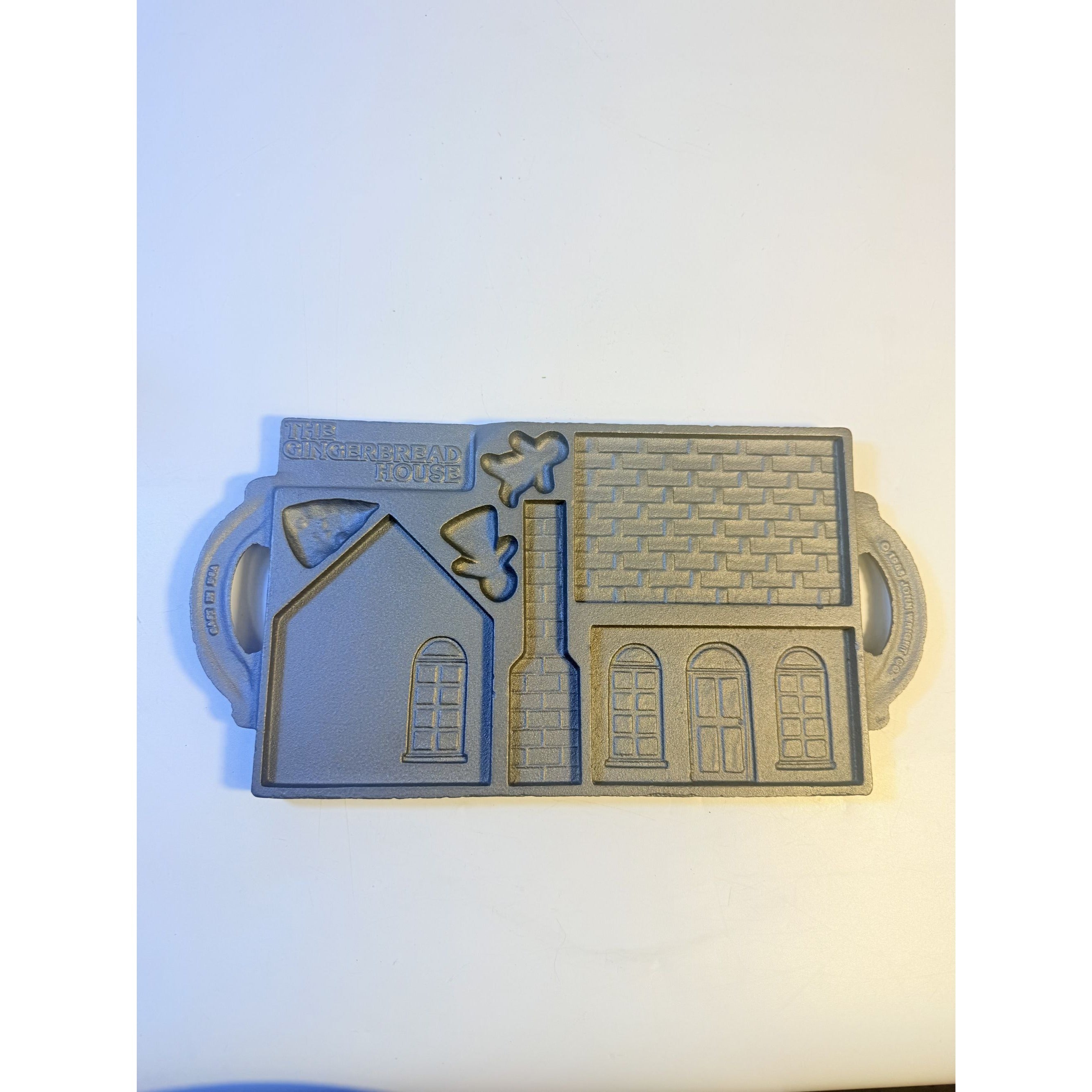 Cast Iron John Wright The Gingerbread House Non-Stick Double Sided Baking Mold Tray Bakeware Collectible Cookware Handled Kitchenware