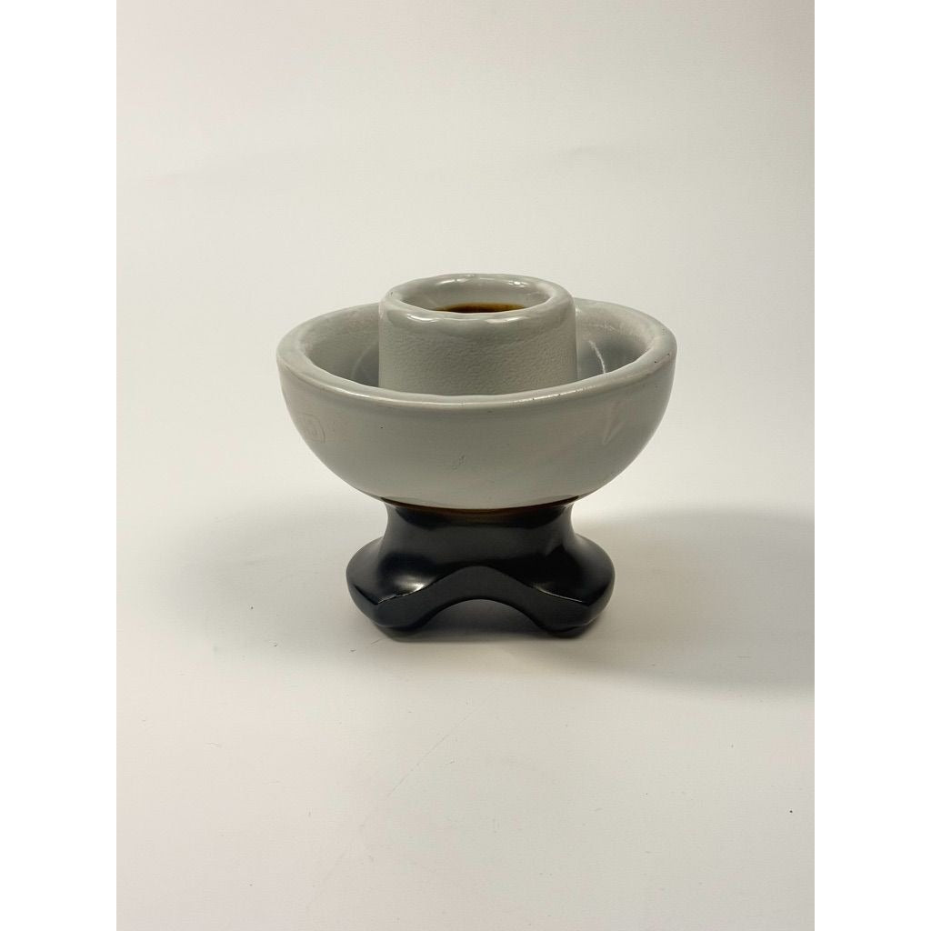 Porcelain Insulator Mushroom Saddle Back Mouse Ear Grey Brown Antique Electrical Chance Candle Holder Home Decor Historical Collectible
