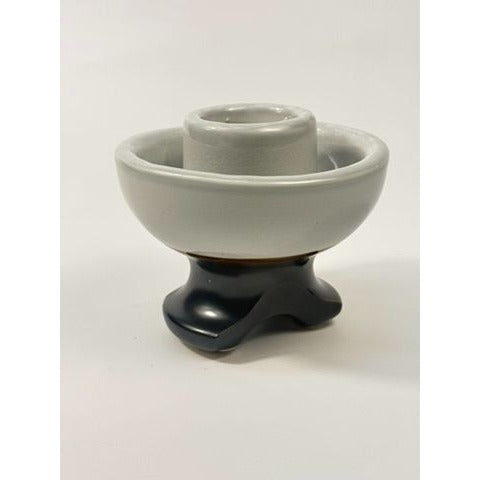 Porcelain Insulator Mushroom Saddle Back Mouse Ear Grey Brown Antique Electrical Chance Candle Holder Home Decor Historical Collectible
