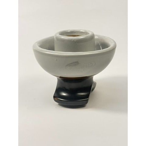 Porcelain Insulator Mushroom Saddle Back Mouse Ear Grey Brown Antique Electrical Chance Candle Holder Home Decor Historical Collectible