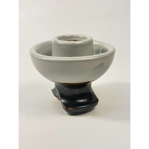 Porcelain Insulator Mushroom Saddle Back Mouse Ear Grey Brown Antique Electrical Chance Candle Holder Home Decor Historical Collectible