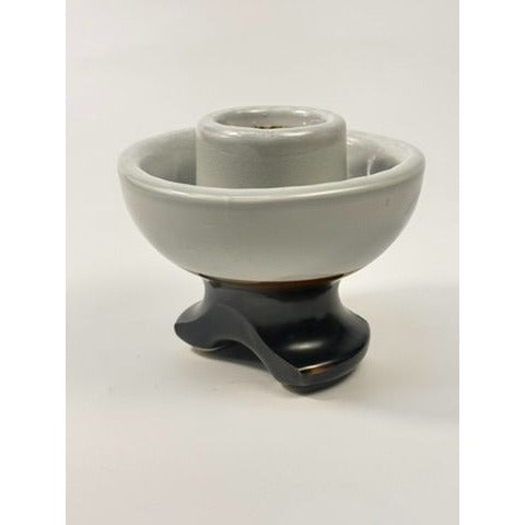 Porcelain Insulator Mushroom Saddle Back Mouse Ear Grey Brown Antique Electrical Chance Candle Holder Home Decor Historical Collectible