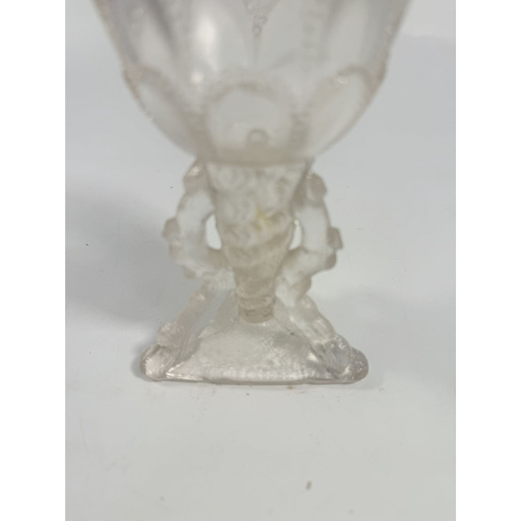 Footed Vase Glass Northwood Beads and Bark White Opalescent Vase Decorative Cup Collector Glassware Home Decor Decorative Accents Antique